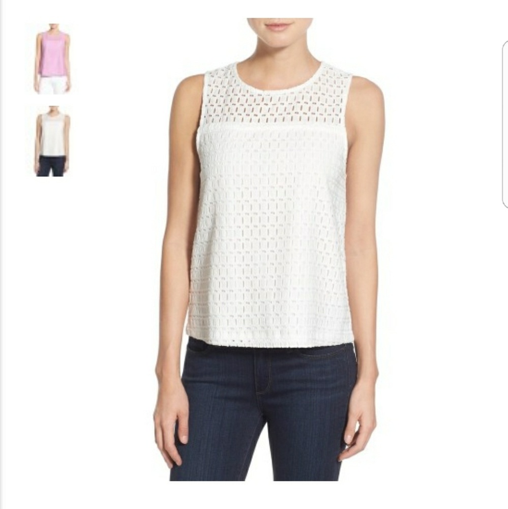 Cupcakes and Cashmere Playa Eyelet Top White sz M